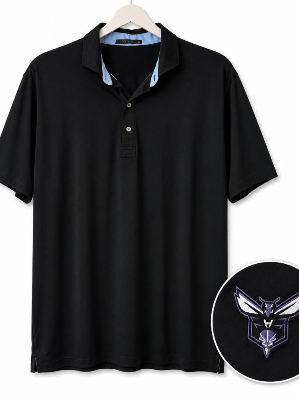Greyson Charlotte Hornets Polo XL Black Performance Stretch Golf Shirt NBA